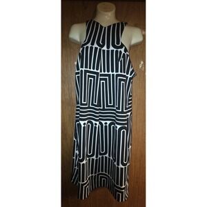 FURY WOMEN'S SLEEVELESS BACK ZIP DRESS BLACK AND WHITE SIZE XS STRETCHY  NWT